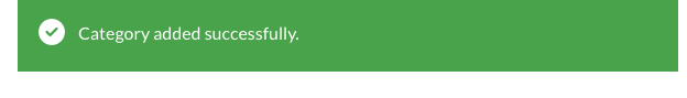 The success message shown after a category is added